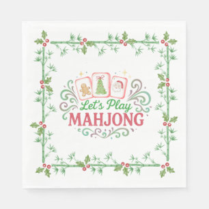 Weihnachts-Mahjong-Wappen Monogramm Serviette