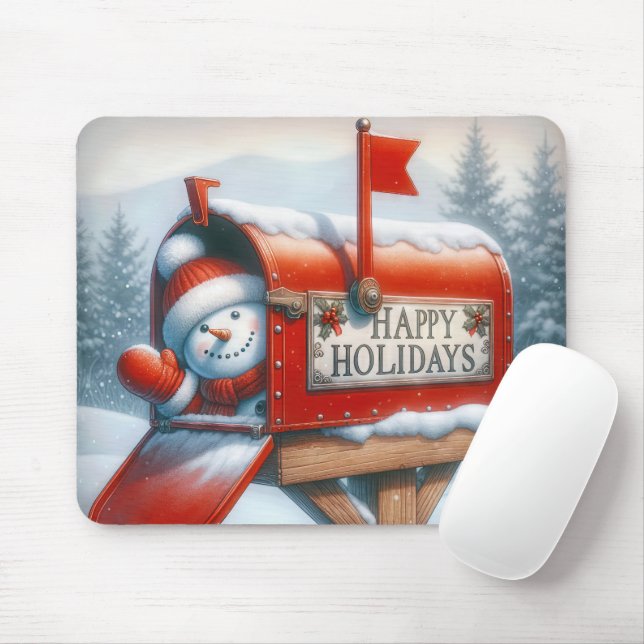 Weihnachts-Mailbox mit Schneemann Mousepad (Mit Mouse)