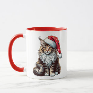 Weihnachts-Maine-Coon-Katze, Weihnachtsmann-Maine- Tasse