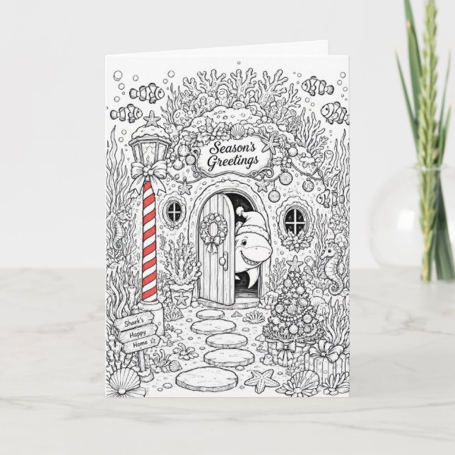 Weihnachts-Malbuch Ozean-Spaß Karte (Vorderseite)