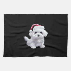 Weihnachts-Maltese - Perfekt für Tierliebhaber-Kla Geschirrtuch