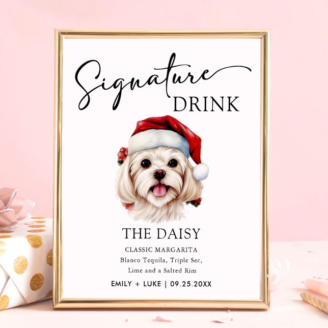 Weihnachts-Malteser Hund Hochzeit Signature Drink- Poster (Von Creator hochgeladen)