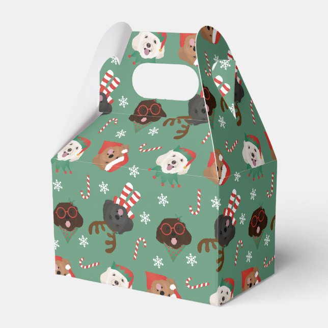 Weihnachts-Maltipoo-Hunde Geschenkschachtel (Vorderseite)