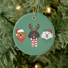 Weihnachts-Maltipoo-Hunde Keramik Ornament