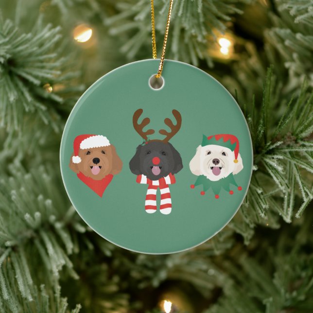 Weihnachts-Maltipoo-Hunde Keramik Ornament (Baum)