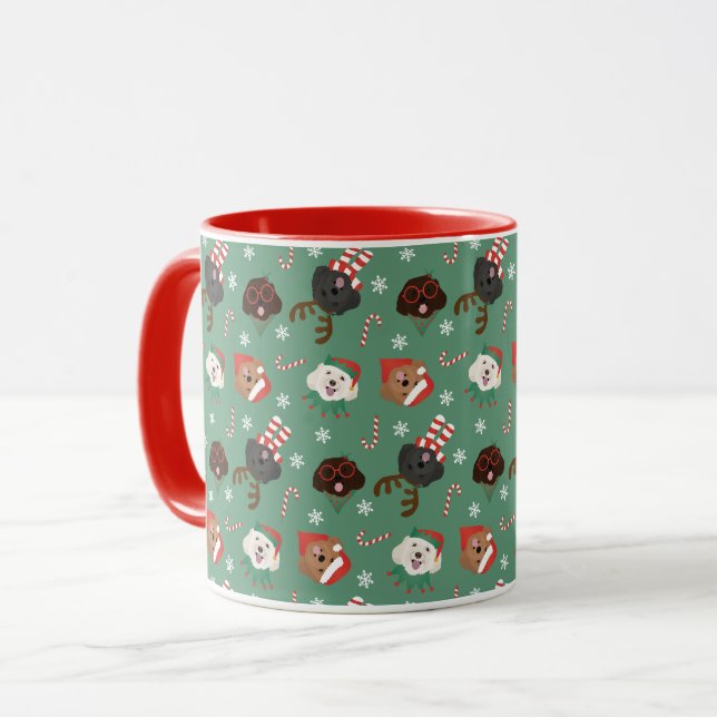 Weihnachts-Maltipoo-Hunde Tasse (Vorderseite Links)