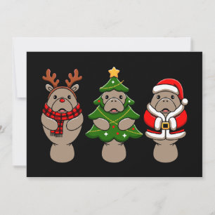 Weihnachts-Manati-Trio-Santa-Rentier-Baum-Xmas Einladung
