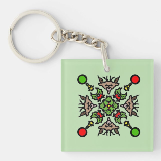 Weihnachts-Mandala-Muster Schlüsselanhänger (Vorderseite)