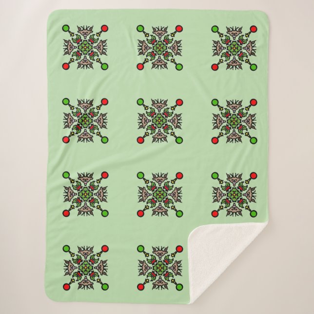 Weihnachts-Mandala-Muster Sherpadecke (Vorderseite)