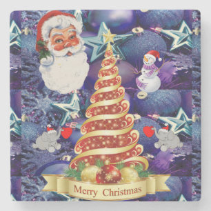 Weihnachts-Marble-Stone-Untersetzer, Frohe Weihnac Steinuntersetzer