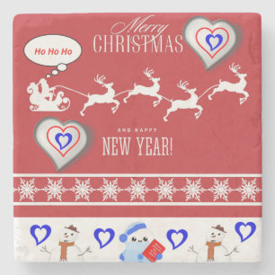 Weihnachts-Marble-Stone-Untersetzer, Frohe Weihnac Steinuntersetzer