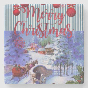 Weihnachts-Marble-Stone-Untersetzer, Frohe Weihnac Steinuntersetzer