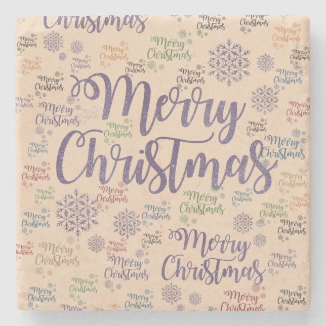 Weihnachts-Marble-Stone-Untersetzer, Frohe Weihnac Steinuntersetzer (Vorderseite)