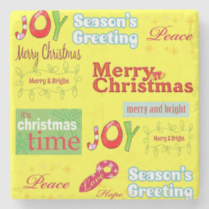 Weihnachts-Marble-Stone-Untersetzer, Joy Peace Steinuntersetzer