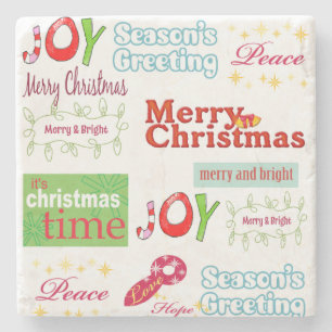 Weihnachts-Marble-Stone-Untersetzer, Joy Peace Steinuntersetzer