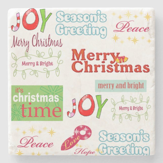 Weihnachts-Marble-Stone-Untersetzer, Joy Peace Steinuntersetzer (Vorderseite)