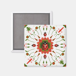 Weihnachts-Marienkäfer Rot Weiß Grün Magnet