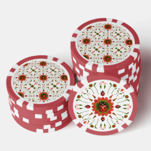Weihnachts-Marienkäfer Rot Weiß Grün Pokerchips