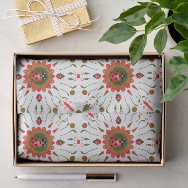 Weihnachts-Marienkäfer Rot Weiß Grün Seidenpapier (Geschenk)
