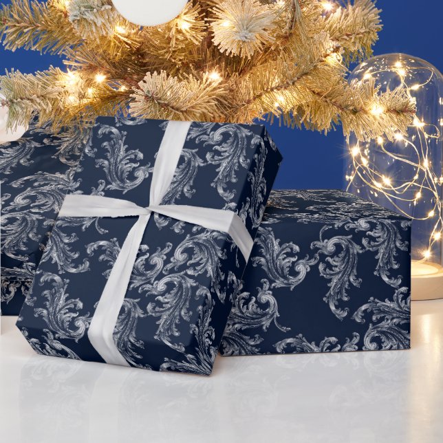 Weihnachts-Marine-Schleife-Samt-Muster Geschenkpapier (Feiertage)