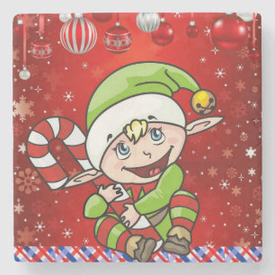 Weihnachts-Marmor-Stein-Getränkeuntersetzer, Elf Steinuntersetzer