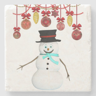 Weihnachts-Marmor-Stein-Unterleger, Schneemann Steinuntersetzer