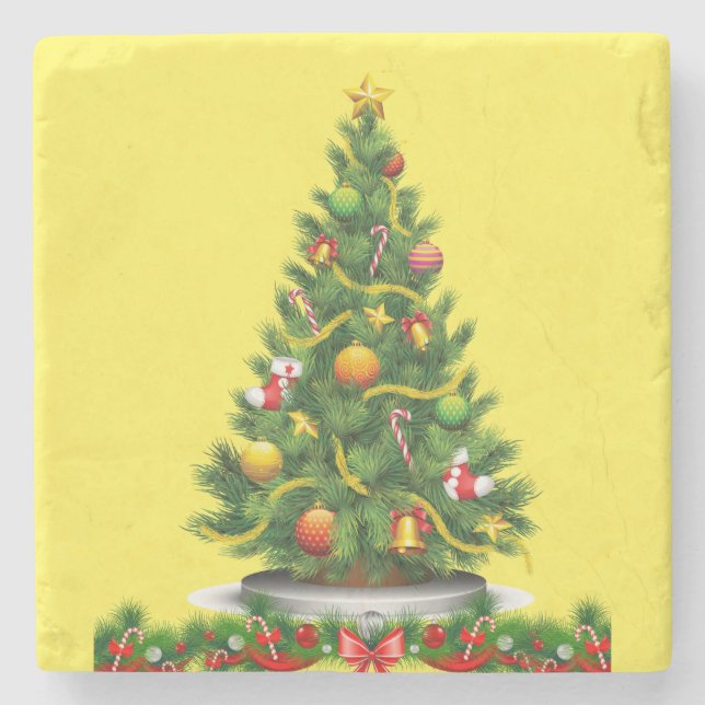 Weihnachts-Marmor-Stein-Untersetzer, Steinuntersetzer (Vorderseite)