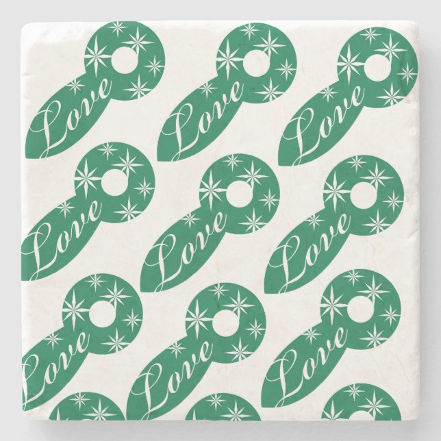 Weihnachts-Marmor Stone Untersetzer, Liebe Stars Steinuntersetzer (Vorderseite)