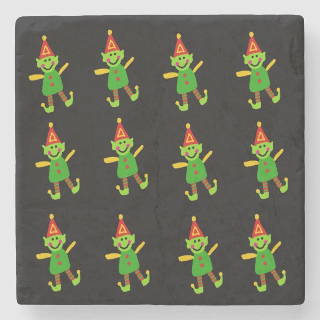 Weihnachts-Marmorstein-Untersetzer, Elf Steinuntersetzer (Vorderseite)