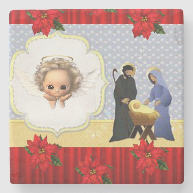 Weihnachts-Marmorstein-Untersetzer, Jesus Christus Steinuntersetzer (Vorderseite)
