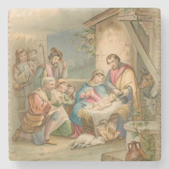 Weihnachts-Marmorstein-Untersetzer, Jesus Christus Steinuntersetzer (Vorderseite)