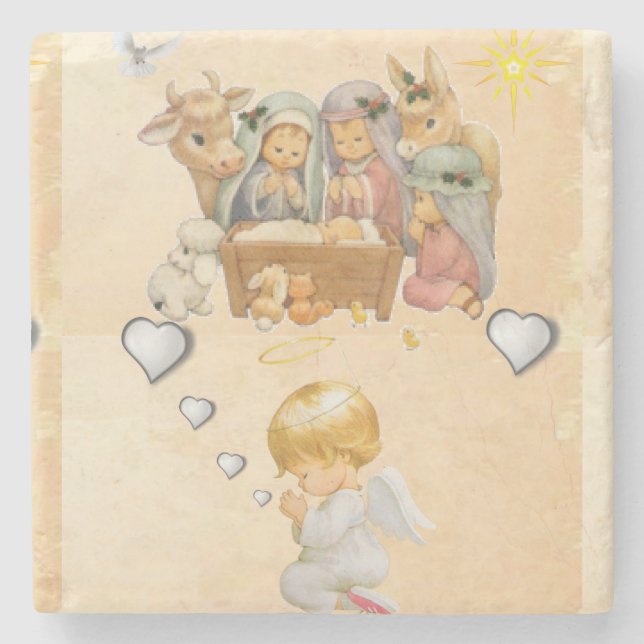 Weihnachts-Marmorstein-Untersetzer, Jesus Christus Steinuntersetzer (Vorderseite)