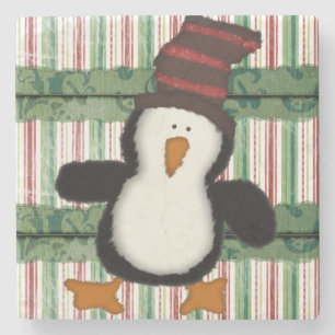 Weihnachts-Marmorstein-Untersetzer, Pinguin Strip Steinuntersetzer