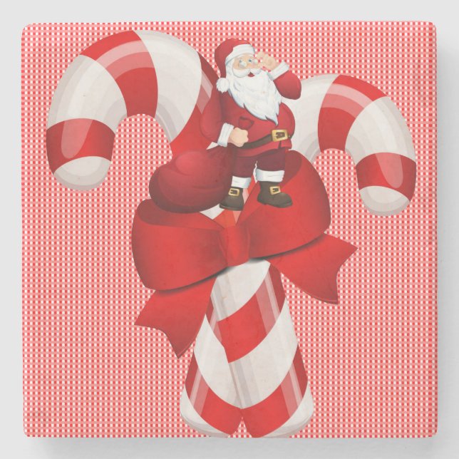 Weihnachts-Marmorstein-Untersetzer, Santa Steinuntersetzer (Vorderseite)