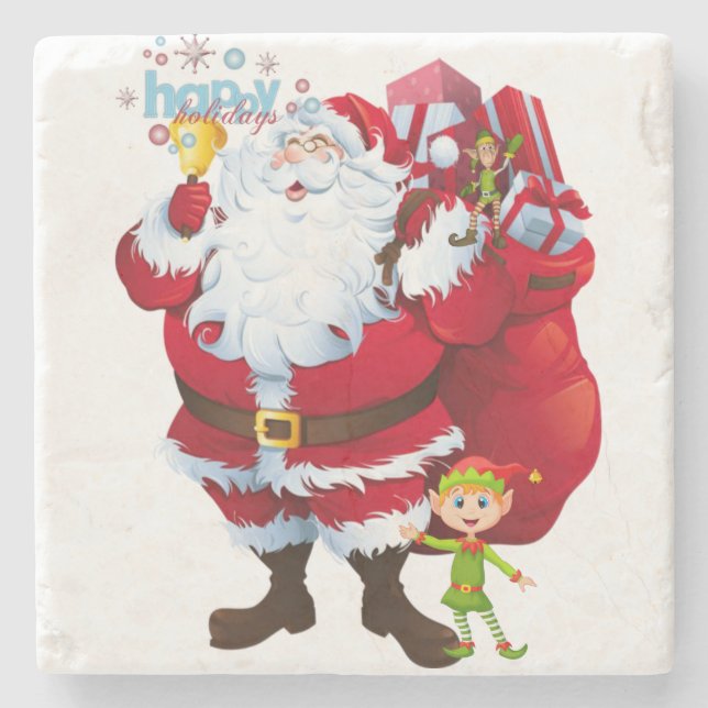 Weihnachts-Marmorstein-Untersetzer, Santa Steinuntersetzer (Vorderseite)