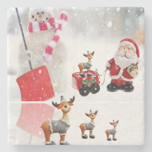 Weihnachts-Marmorstein-Untersetzer, Santa Steinuntersetzer