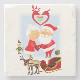 Weihnachts-Marmorstein-Untersetzer, Santa Steinuntersetzer