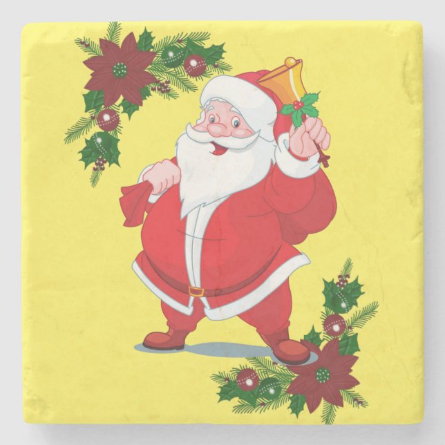 Weihnachts-Marmorstein-Untersetzer, Santa Steinuntersetzer (Vorderseite)