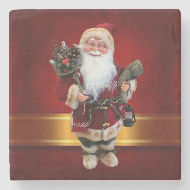 Weihnachts-Marmorstein-Untersetzer, Santa Steinuntersetzer (Vorderseite)