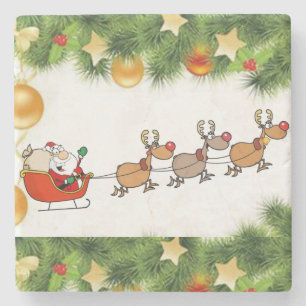 Weihnachts-Marmorstein-Untersetzer, Santa Steinuntersetzer