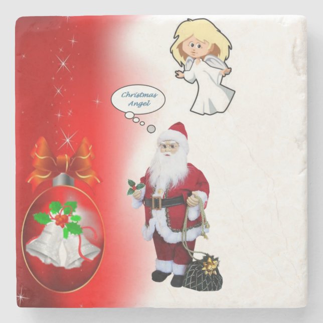 Weihnachts-Marmorstein-Untersetzer, Santa Steinuntersetzer (Vorderseite)