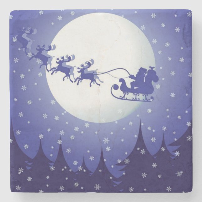 Weihnachts-Marmorstein-Untersetzer, Santa Steinuntersetzer (Vorderseite)