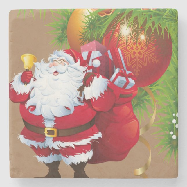 Weihnachts-Marmorstein-Untersetzer, Santa Steinuntersetzer (Vorderseite)