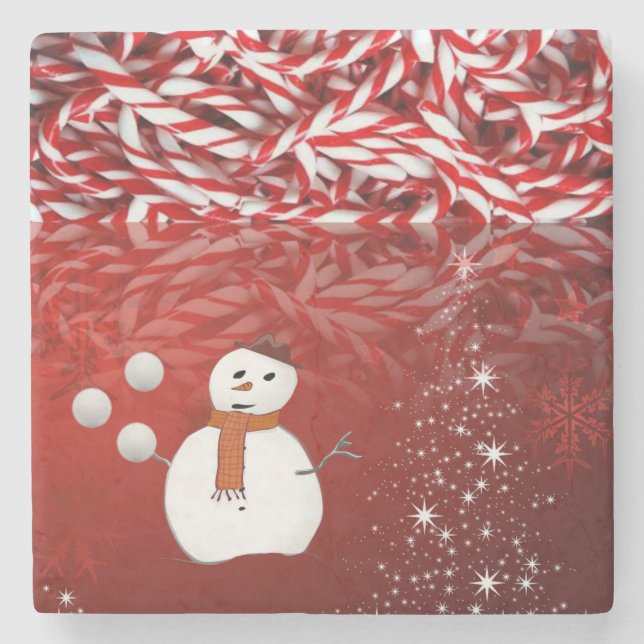 Weihnachts-Marmorstein-Untersetzer, Snowman Steinuntersetzer (Vorderseite)