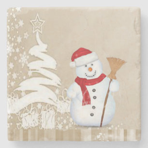 Weihnachts-Marmorstein-Untersetzer, Snowman Steinuntersetzer
