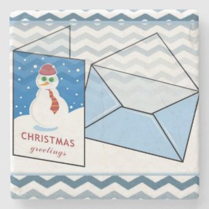 Weihnachts-Marmorstein-Untersetzer, Snowman Steinuntersetzer