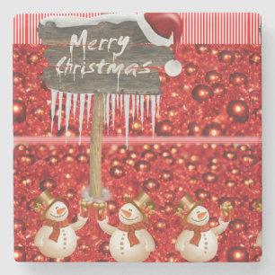 Weihnachts-Marmorstein-Untersetzer, Snowman Steinuntersetzer