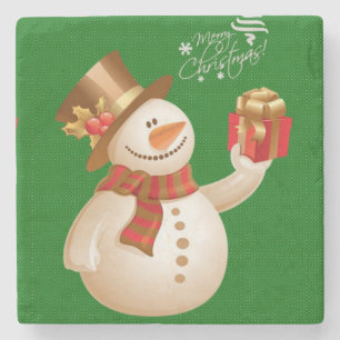 Weihnachts-Marmorstein-Untersetzer, Snowman Steinuntersetzer