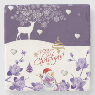 Weihnachts-Marmorstein-Untersetzer, Snowman Steinuntersetzer