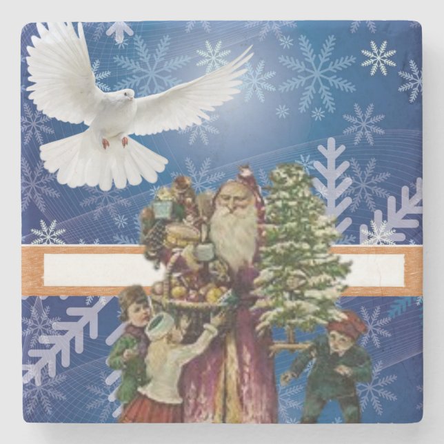 Weihnachts-Marmorstein-Untersetzer, Vintag Steinuntersetzer (Vorderseite)